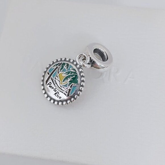 Pandora Puerto Rico Beach Coconut Trees Exclusive Dangle Charm with box - Picture 4 of 5